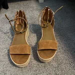 Marc Fisher brown espadrille sandal with stud strap detail 8.5